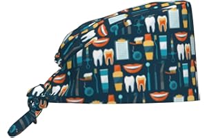 MOLIAN Dental Tooth Care Scrub Caps with Sweatband Adjustable Working Cap Surgical Headgear for Women Men