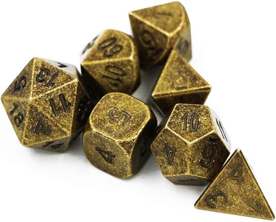 Juego de 7 Piezas de Dados de Metal Dados Poliédricos de Juego DND Conjunto de Dados