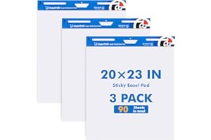 maxtek Chart Paper 20"x23", Large Sticky Easel Pad with 3 Packs, 90 Sheets, Upgraded Big Anchor Flip Chart Paper with Super Sticky Back, Self-Stick Paper for Walls & Easels