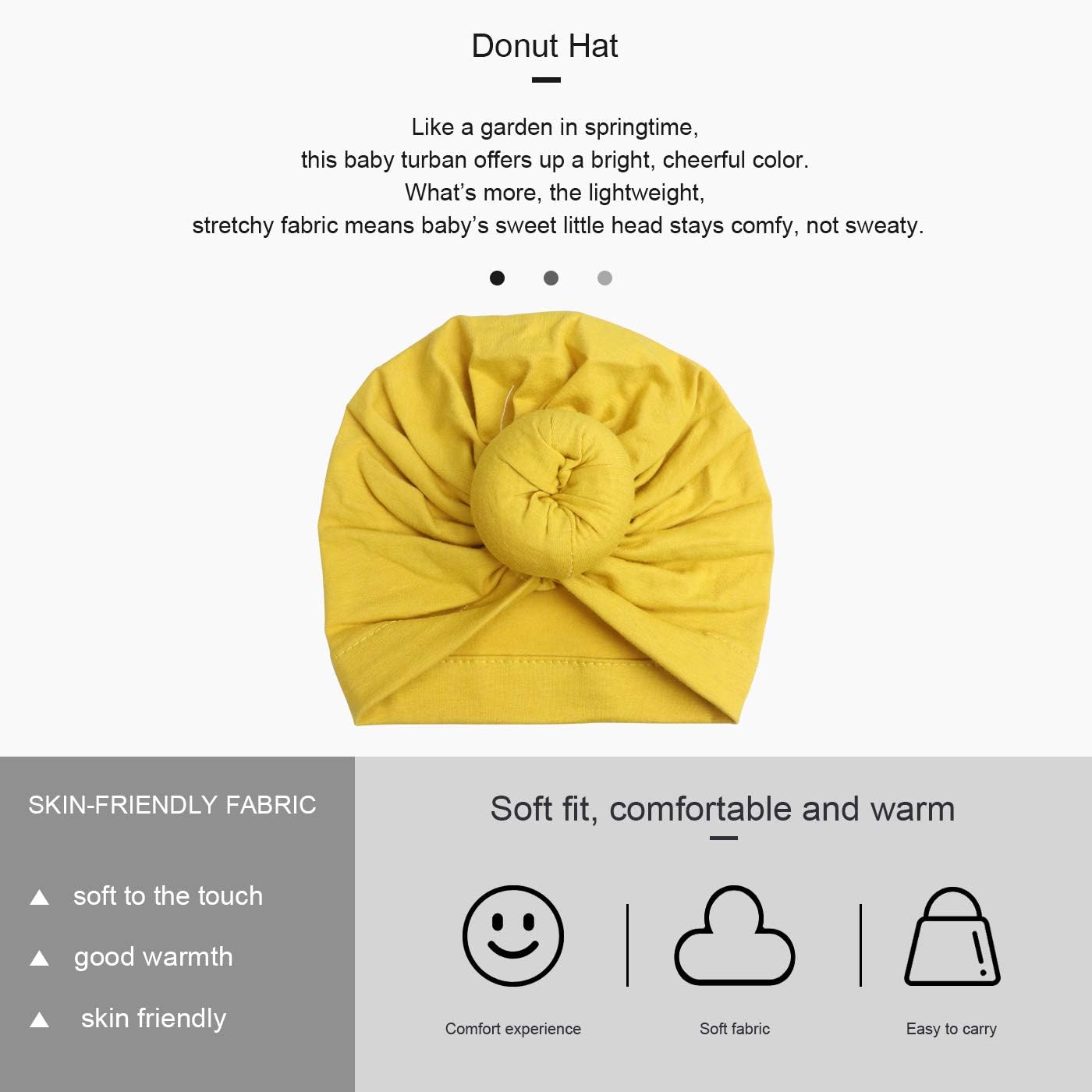 BQUBO 5 Pieces Cute Turban Hats for Baby Girls Vintage Soft Bun Knot Infant Toddler Baby Cap: Clothing