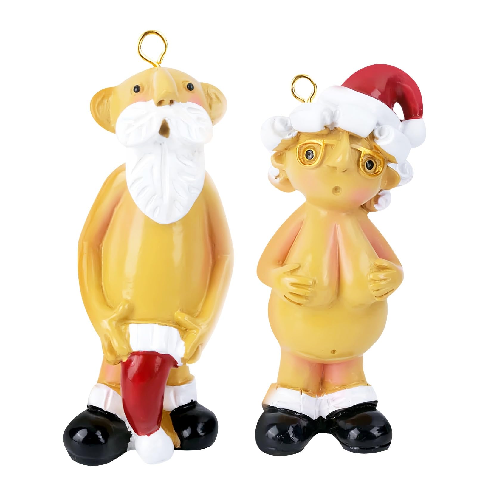 2 Pcs Naked Cap FUNNY SANTA Christmas Ornament & Stocking Cap - 8cm - Rude Xmas Tree, Secret Santa
