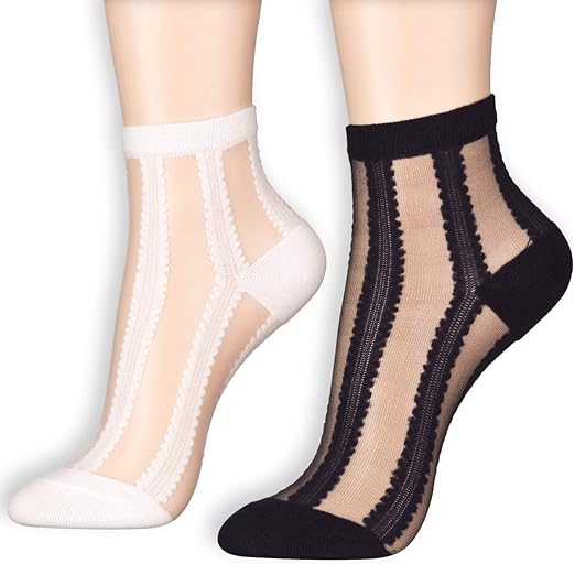Allaround Lined Sheer Transparent Mesh Lace Ankle Stocking Socks