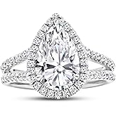 Houston Diamond District 1.5 to 8 Carat LAB GROWN DIAMOND Split Shank Pear Cut Diamond Engagement Ring (E-F Color VS1-VS2 Clarity)