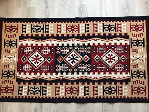 Turkish Rug Modern Bohemian Oriental Style Colourful Area Rug Kilim (31x59 inches, navy red)