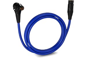 LyxPro 6 Feet Right Angle XLR Female to Male 3 Pin Mic Cord for Powered Speakers Audio Interface Professional Pro Audio Performance Camcorders DSLR Video Cameras and Recording Devices - Blue