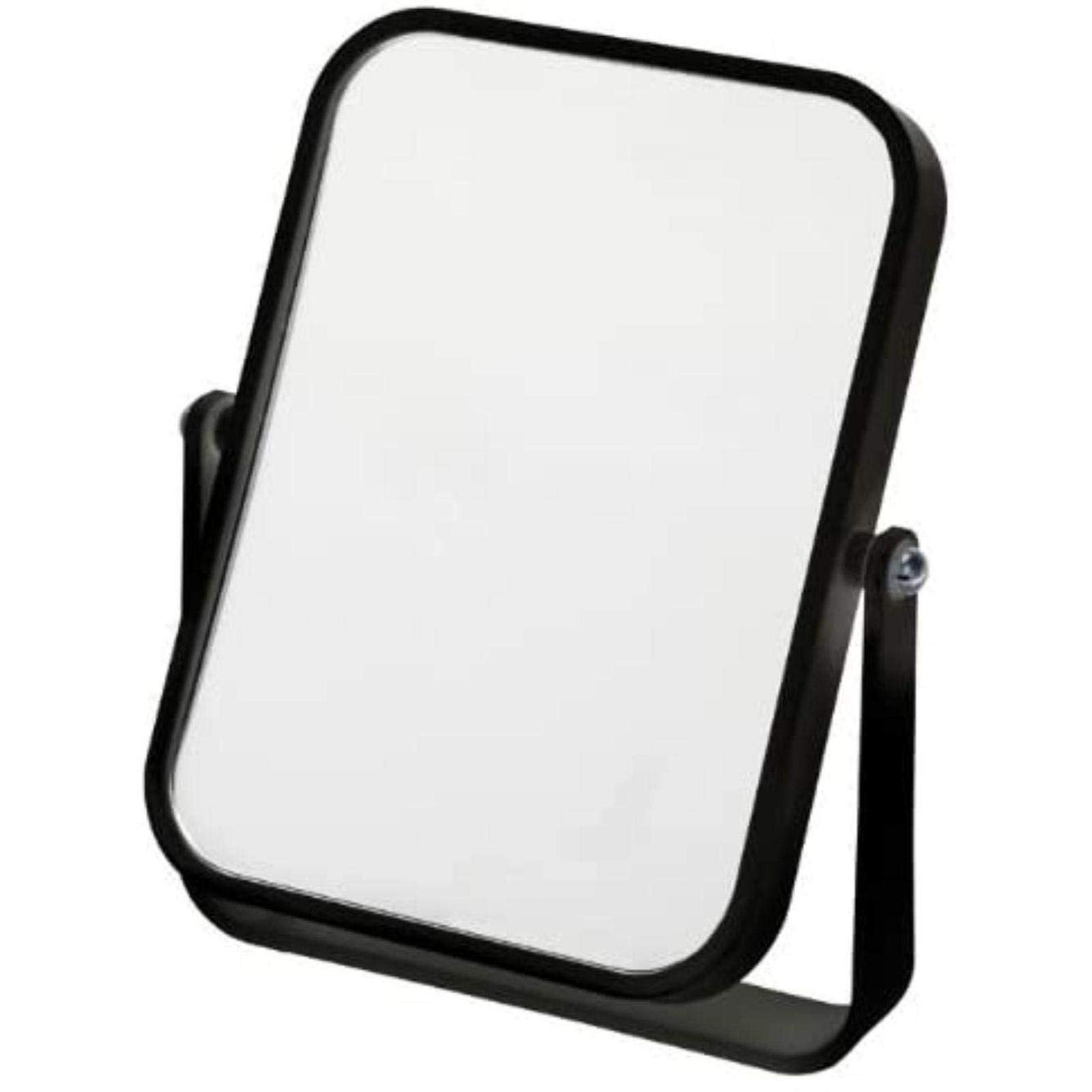 Fancy Metal Goods FMG free standing black bathroom mirror,desktop bedroom makeup mirror 360 degree adjustable stand doubled sided 3x magnification 8 inch