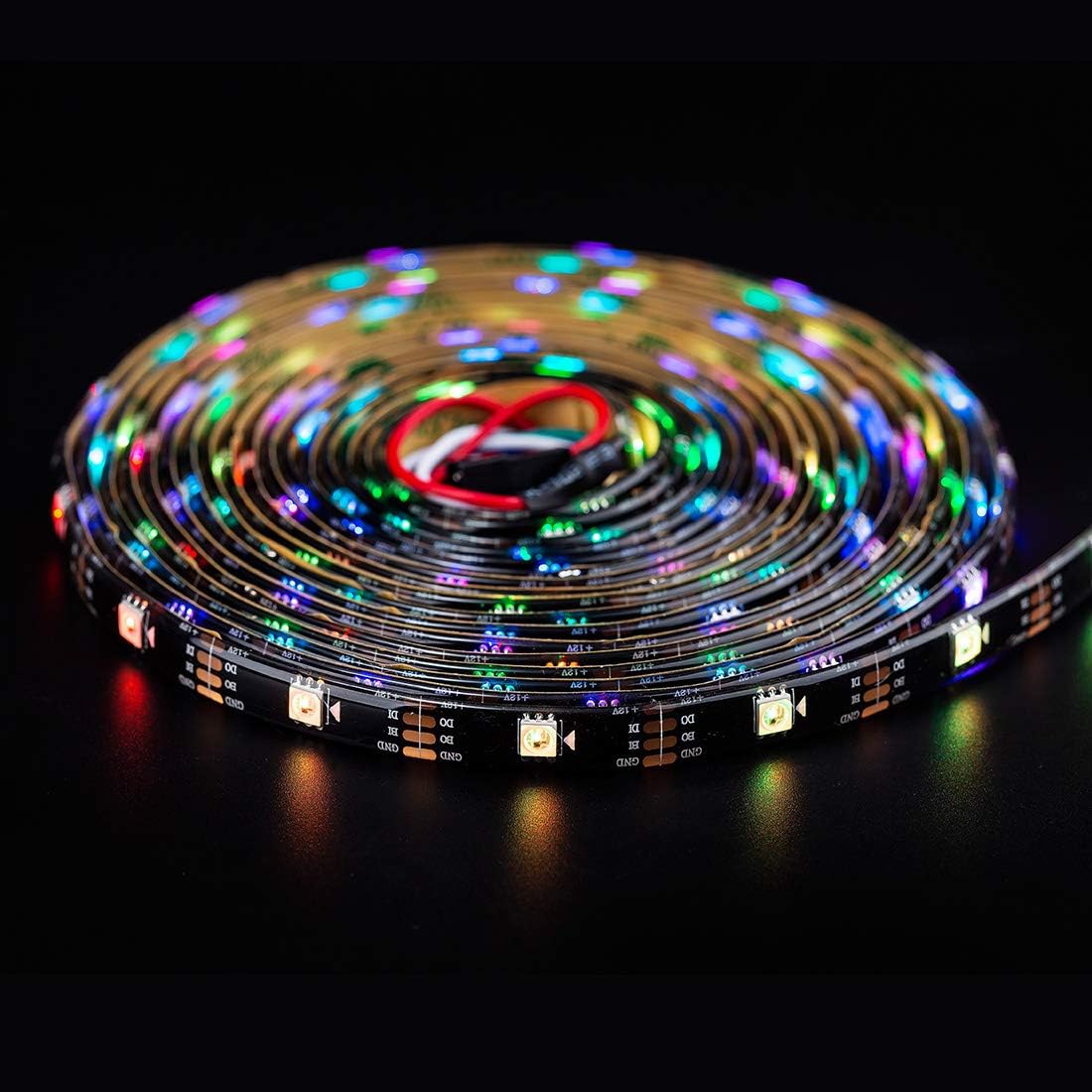 BTF-LIGHTING WS2815 Upgraded WS2812B Individually Addressable 16.4ft 150Pixels/LEDs RGB LED Flexible Strip Light 5050 SMD Programmable Magic Dream Color Dual Signal IP65 Waterproof DC12V Black PCB - Image 3