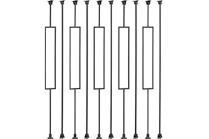 Gleefurny Balusters for Staircase Interior - Contemporary Rectangle Spindles, Banister, Hollow, 1/2inch x 44inch, Square Panel Iron & Plain Iron Balusters and Swivel Shoes (Pack of 10), Matte Black