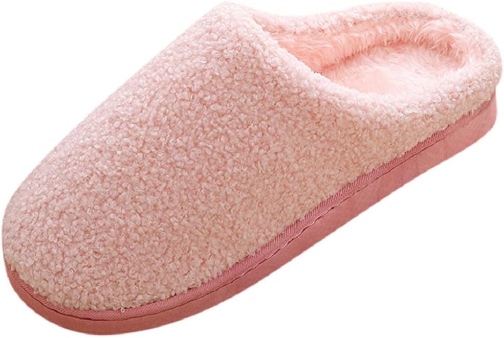 Womens Mens Warm Non-Slip Floor Slippers Couples Casual Plush Soft Cozy Winter Home Slippers Indoor Shoes