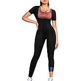 Junlan Full Body Sauna Suit for Women Sweat Jumpsuit Waist Trainers for Women Belly Fat Workout Sweat Suit