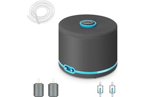 JEREPOND Aquarium Air Pump, Quiet Fish Tank Air Pump with Adjustable knob and Dual Outlet, Oxygen Aerator Pump with Air Stone,Soft Tube and Check Valve for Fish Tank Up to 200 Gallons