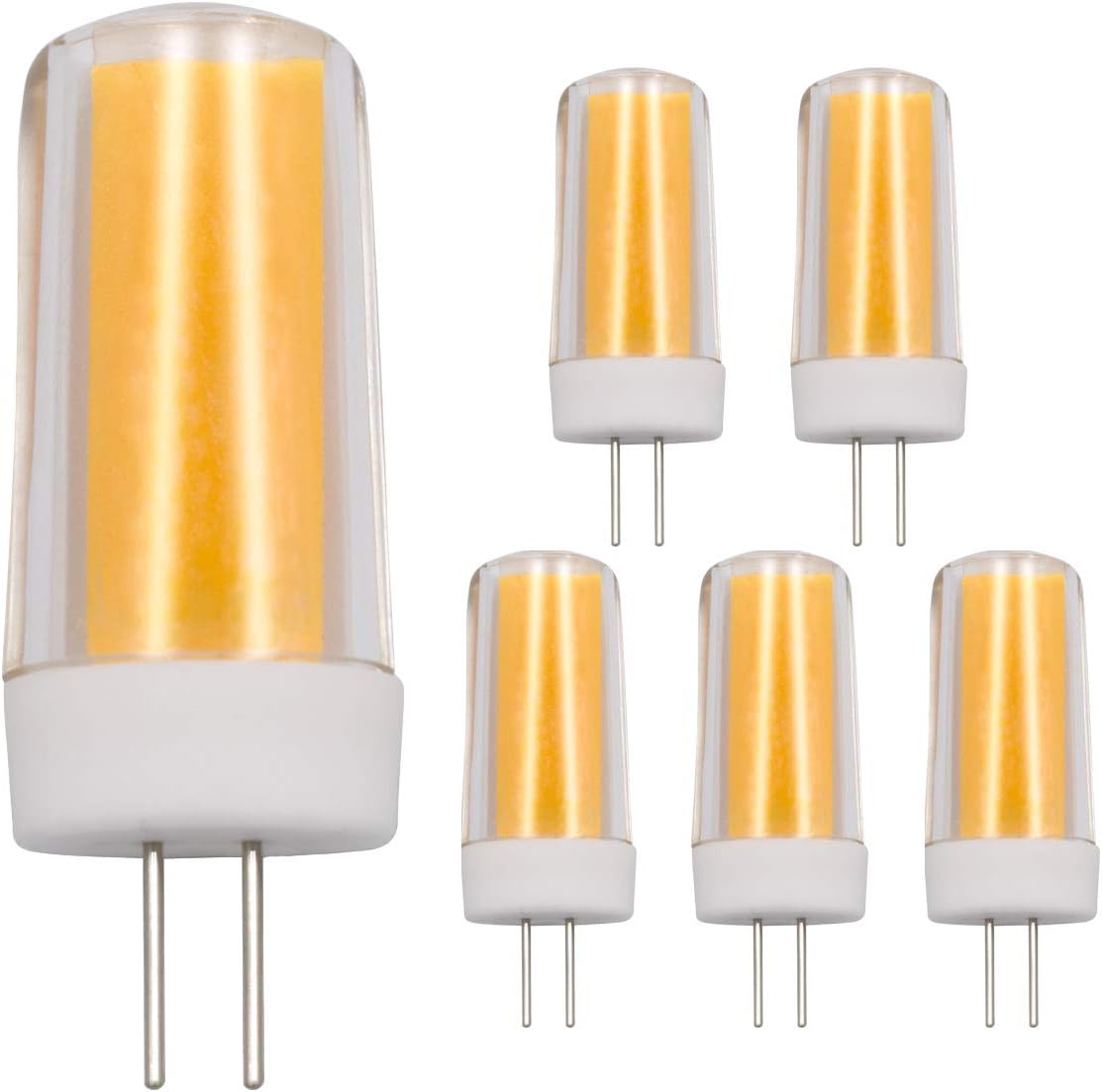 G4 LED Light Bulbs 4W Dimmable Warm White 3000K T4 JCD Bi-Pin Base 220V 240V Energy Saving Equivalent 30W-35W Halogen Bulb(Pack of 5) [Energy Class A++]