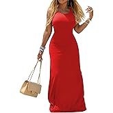 PINSV Maxi Dress Sleeveless Tank Long Dresses Casual Summer Sundress for Women