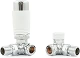 Hot Flow Chrome White Estuary Corner TRV Radiator Valve Pair Frost Protection view 8