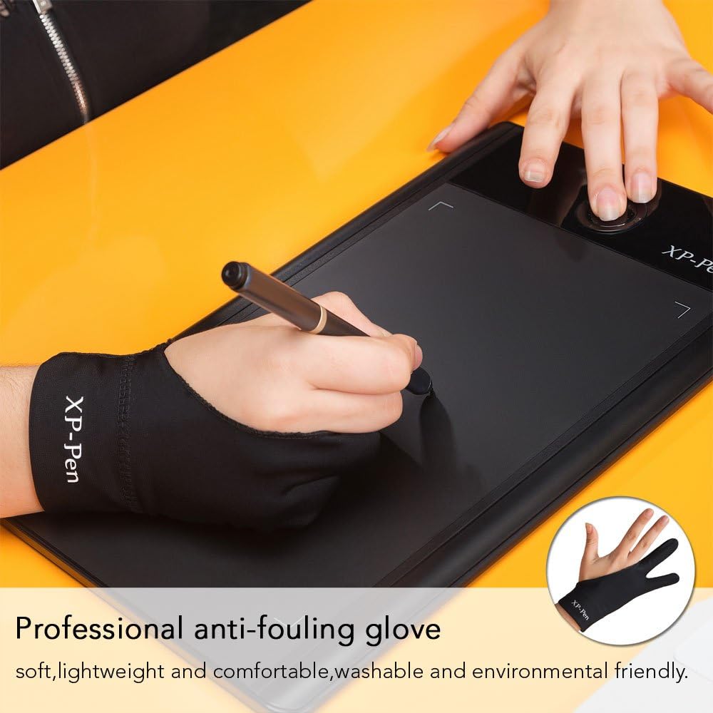 XP-PEN Drawing Anti-fouling Lycra Graphics Two-Finger Glove S/M/L Size (M), Black, Medium - Image 5