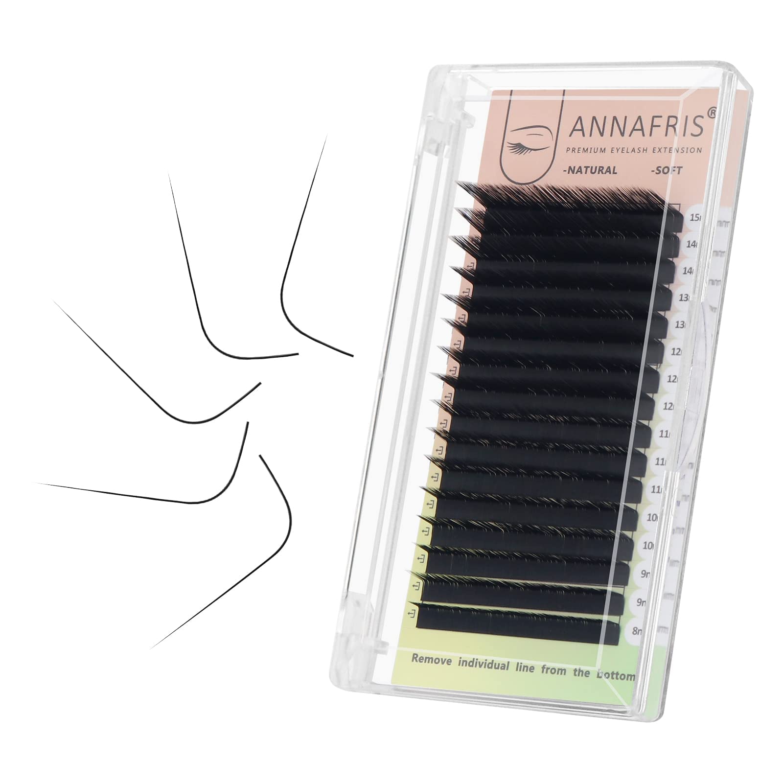 ANNAFRIS Volume Individual Eyelash Extension 0.10mm LU M Curl 8-15mm Mix Natural Eyelashes Synthetic Mink Classic Single False Lashes Matte Black Lash Extensions Supplies(0.10-LU Curl,(8-15mm) Mix) — image 1