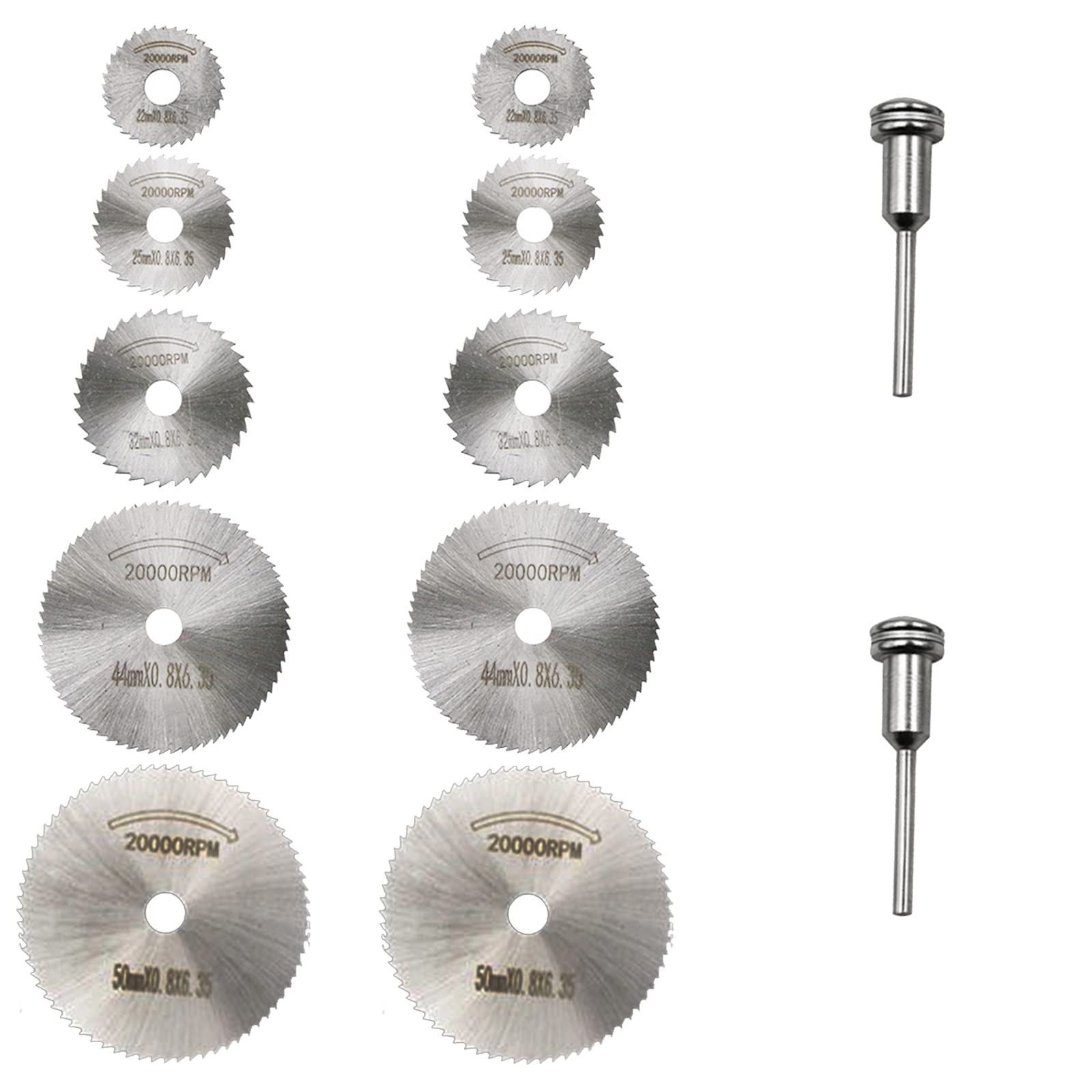 WanFengXue 14Pcs HSS Cutting Discs, Rotary Tool Mini Circular Saw Blades with Mandrels, 22-50mm High Speed Steel Cutting Wheels for Wood, Plastic and Soft Metal Cutting