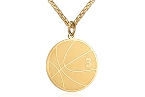 Susook Basketball Number Necklace for Boys Gold Stainless Steel Basketball Pendant Sport Jewelry Gifts for Men