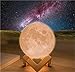 DILAKE Ligh 3D Printed Moon LED Baby Night Light Table Desk Lamp Wooden Base Touch Sensor Dimmable Switch for Bedroom Birthday Decoration (4.1inch)