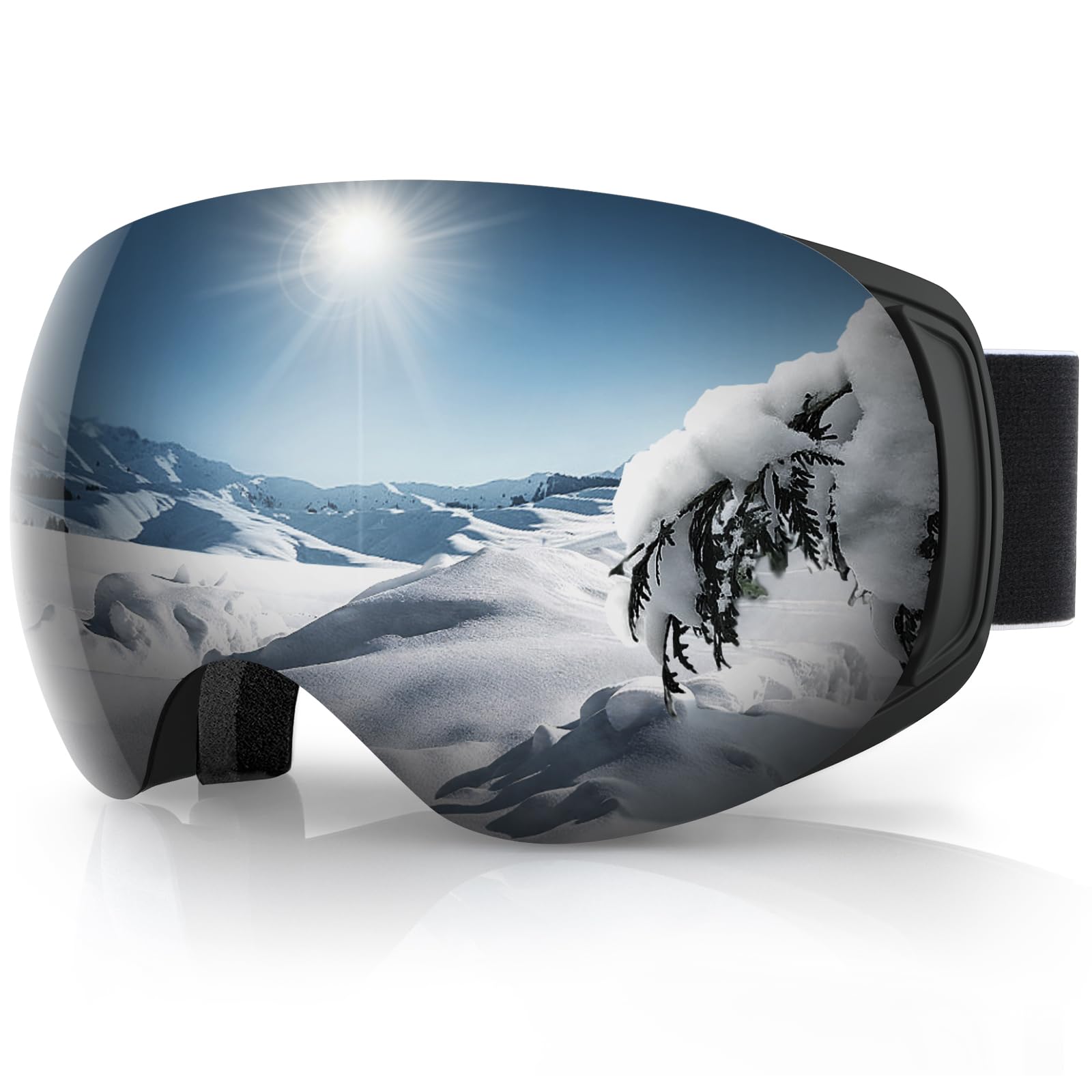Findway Ski Goggles,Snowboard Goggles for Men Womens Ladies Over Glasses OTG, Magnetic Interchangeable Spherical Lens,Anti-fog 100% UV Protection, Anti-glare Goggles for Skiing Snowboarding