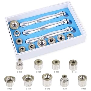 Nmeisi Microdermabrasion Tips and Wands Diamond Dermabrasion Skin Exfoliator Tool-9Pcs Stainless Steel Diamond Derbrasion Replacement Tips, 2Pcs Microdermabrasion Wands, 50Pcs Cotton Filter