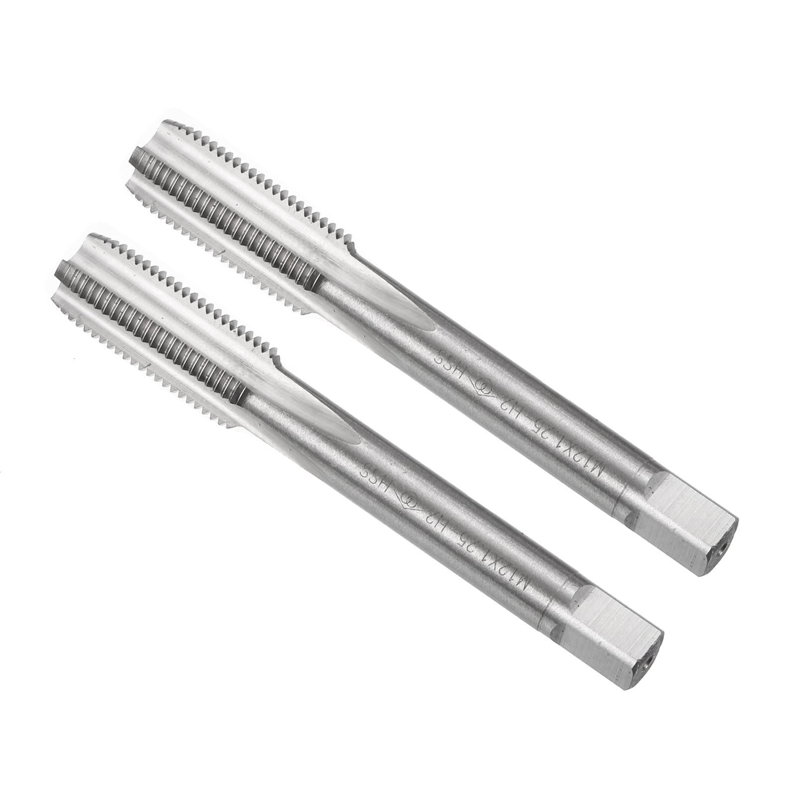 CoCud Thread Milling Taps, Metric M12 x 1.25 Thread H2, High Speed Steel Machine 4 Straight Flutes Screw Threading Tool - (Applications: for Tapping Drilling Machine), 2-Pieces โ image 1