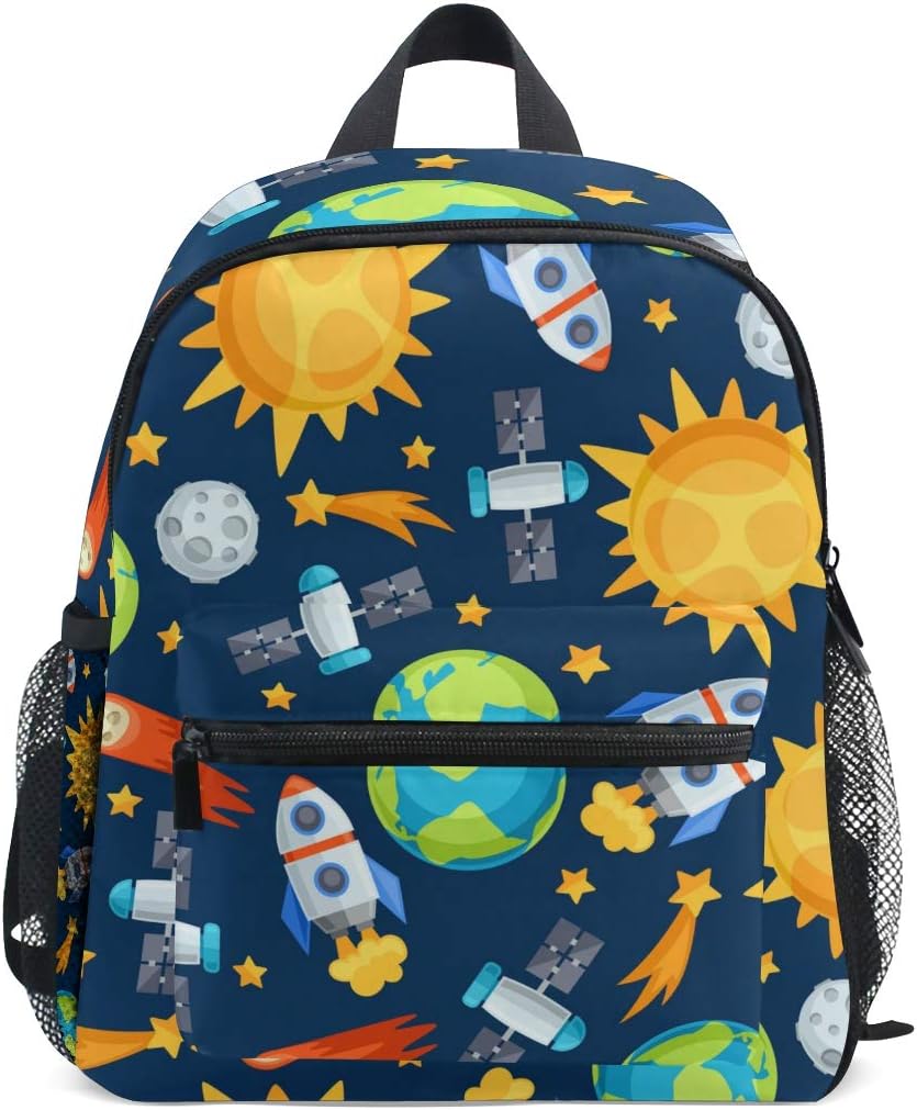 ISAOA Pattern of Solar System Toddler Backpack with Chest Strap Children Bag PrechoolBookbag Kindergarten Nursery Bag for Boys Girls