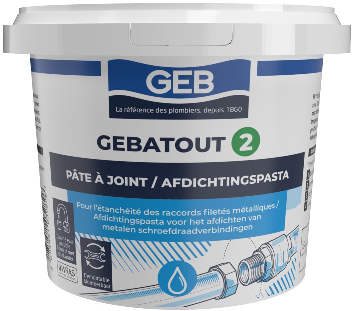 GEB 103982 Gebatout 2 Joint Paste for Threaded Metal Joints Plumbing/Heating Box No. 2500g
