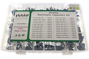 500 Pcs 24 Values 10V-50V Electrolytic Capacitor Assortment Box Kit 0.1UF-1000UF