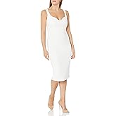 Dress The Population Womens Sloane Rounded V Neck Bodycon Midi Dress