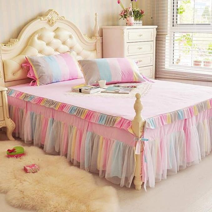 ZXYY Falda de Encaje Colcha Colcha Falda de Cama Queen-King Funda de