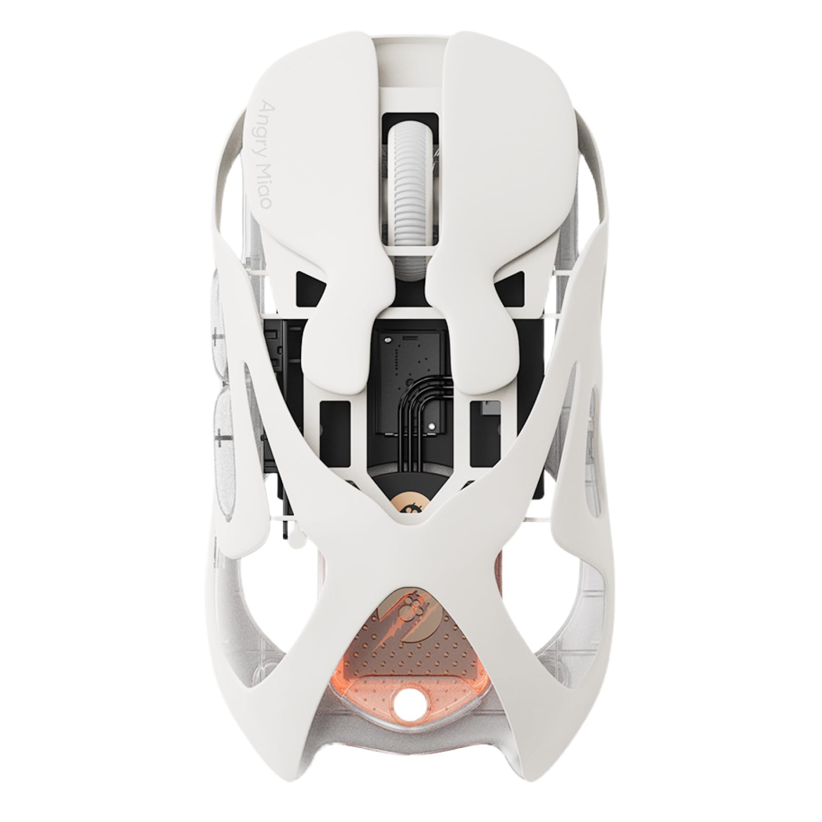 Angry miao AM Infinity Mouse Dual 8K Polling 1.2s Hot-Swap Battery, Wireless Programmable for Gaming, 49g Metal Ultralight Hollow Design, 30000 DPI PAW3950 Laser Sensor, 2.4G/Bluetooth/Wired – White