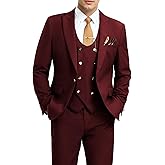 Men's Suits 3 Piece Slim Fit Tuxedo Suit One Button Double Breasted Men Wedding Prom Homecoming Suits Blazer Vest Pants