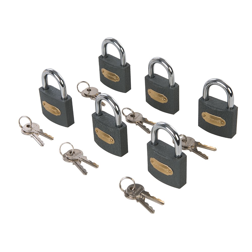 Silverline 407238 Iron Padlock Keyed Alike 6pk 50 mm
