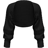 EXARUS Girls Cardigan Teen Open Front Cropped Sweater Long Sleeve Shrug Bolero Ribbed Lightweight Casual Dressy Knit Top