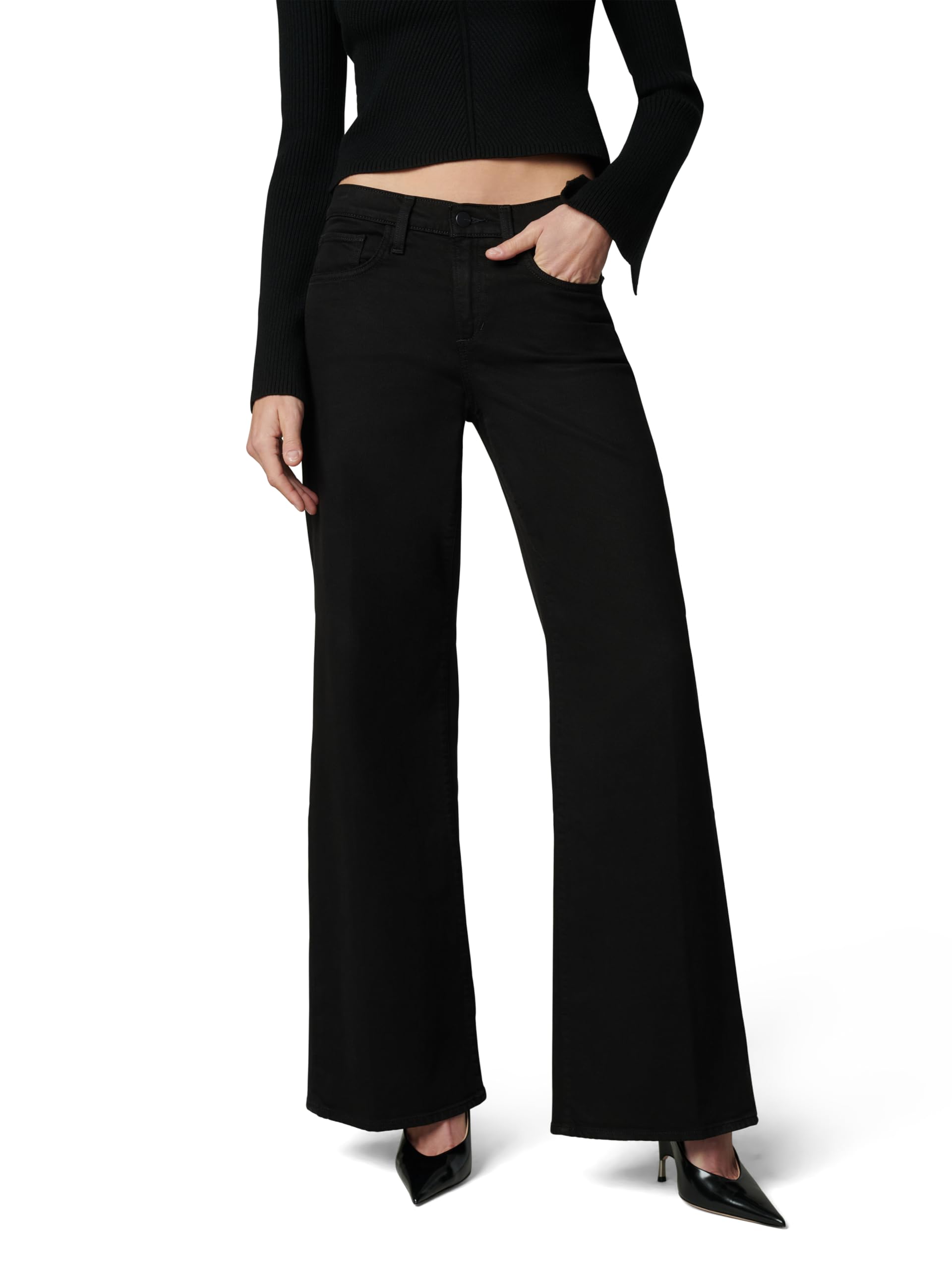 Joe’s Jeans Women’s The Lou Lou Low Rise Wide Leg Jeans, Black, 24