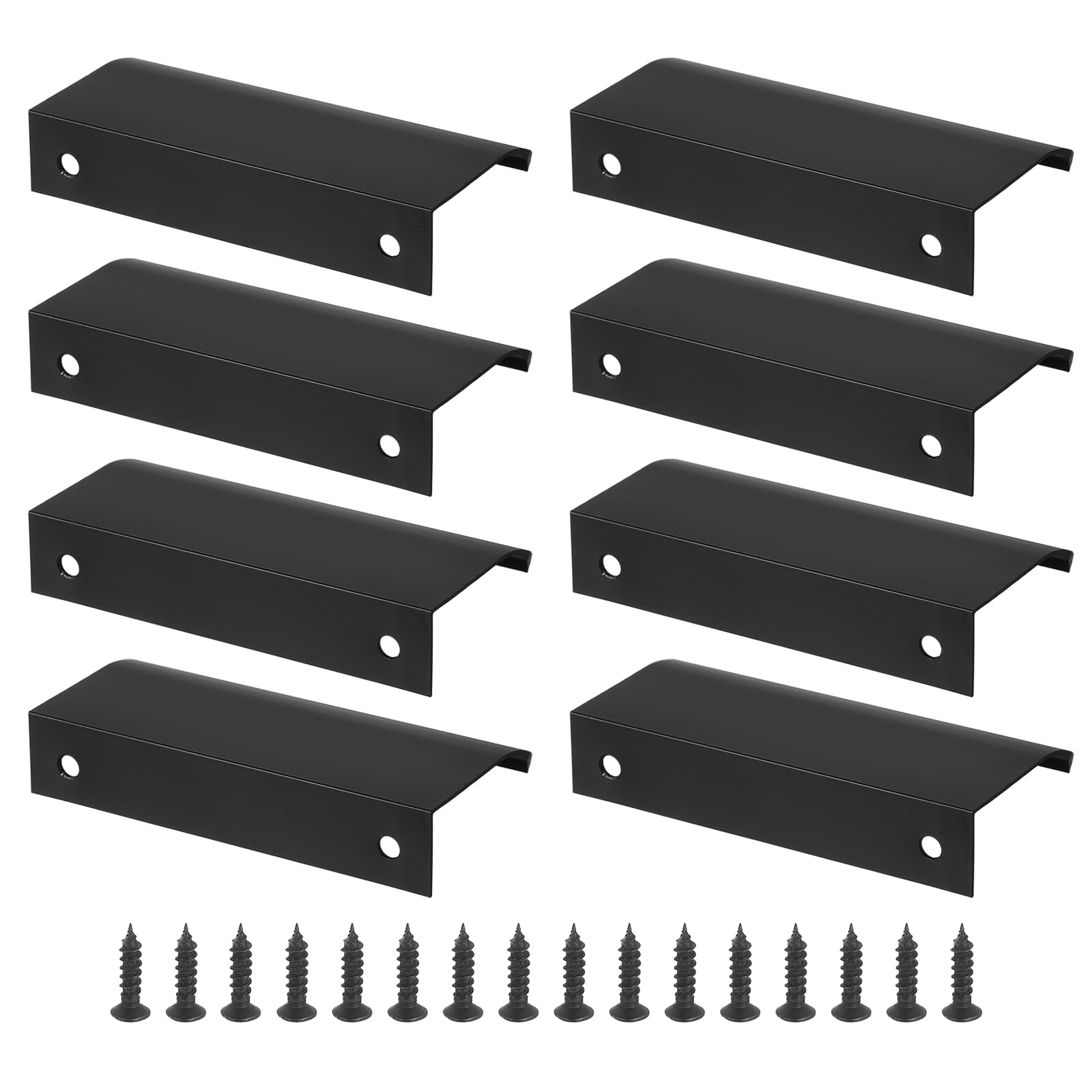 PATIKIL Mount Finger Edge Pull, 8 Pack 79mm/3.11" Aluminum Alloy Concealed Handle Cabinet Edge Pulls with Screws for Home Kitchen Furniture Door Drawer, Black