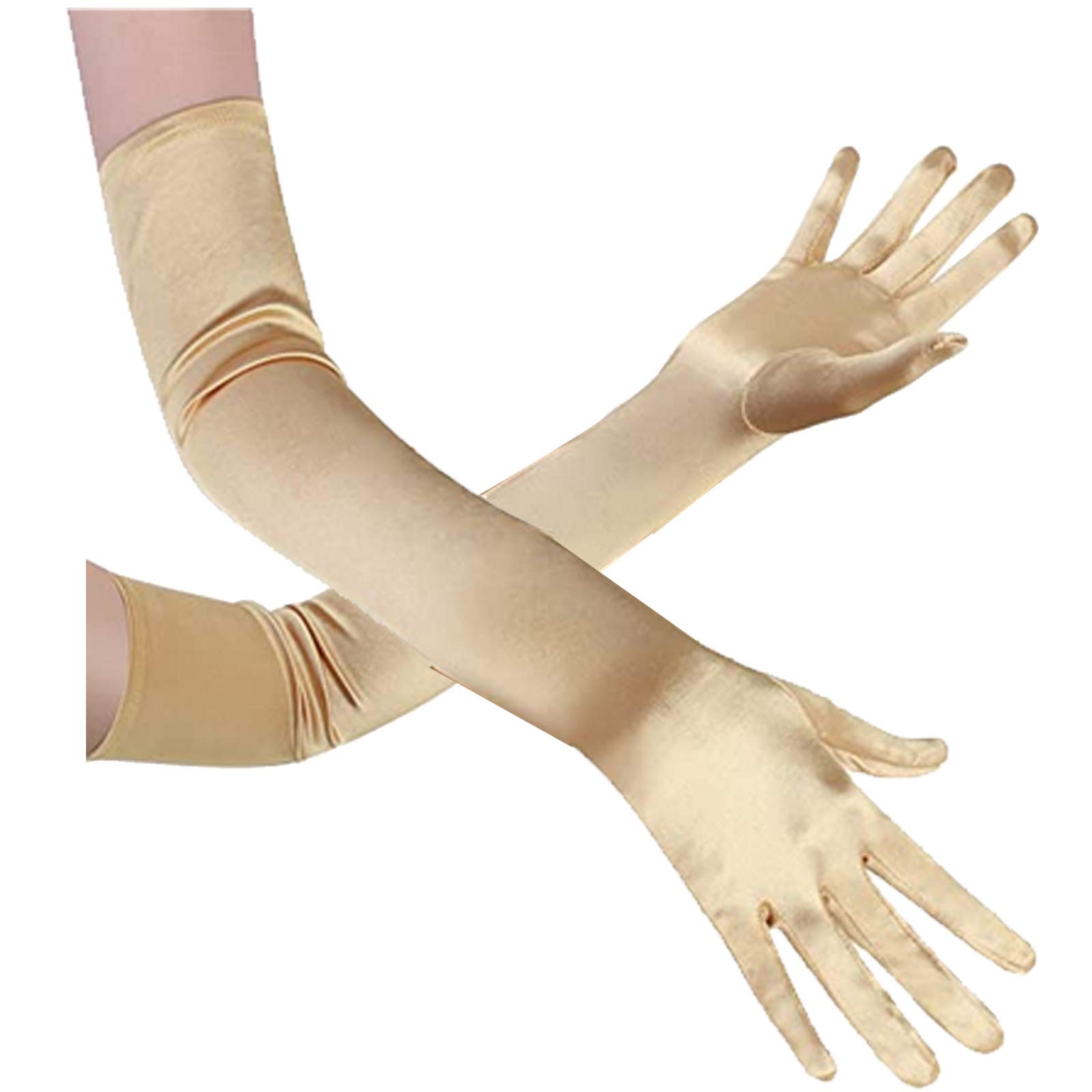 MeiPing Classic Adult Size Long Party Bridal Dance Opera Length Satin Gloves