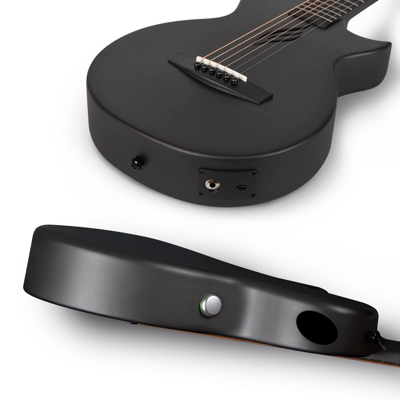 Enya Nova Go SP1 Acoustic Guitar with Carbon Integral Molded Mini Guitar with AcousticPlus Pickup, Includes Guitar Case and Guitar Straps (Black Black)