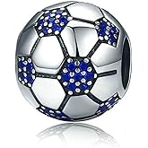 Fans of Volleyball Bead Charm 925 Sterling Silver Sport Bead Fit Original Bracelet (Blue Football Charm)