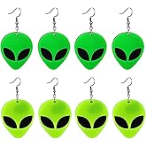 coadipress 4 Pairs Acrylic Alien Earrings for Women Men Creative Funny Cartoon Green Space Head Resin Dangle Drop Earrings Halloween Statement Jewelry