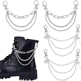 UNICRAFTALE 4Pcs 2 Styles 16.6cm Multi Layered Shoe Chains for Sneakers | Platinum Metal Material,Aluminium Construction,with Lobster Claw Clasps,Fits Casual Shoes,Shoe Decor Charms