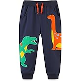 Mud Kingdom Little Boys Girls Christmas Sweatpants Elastic Waist Joggers Embroidered Pattern Sweat Pants with Pockets