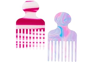 2pcs Wide Tooth Hair Pick Comb, Long Tooth Detangling Lifting Comb for Curls 4.7in Smooth Hair Styling Tools for Women (Color