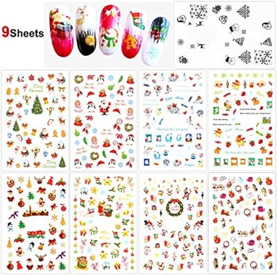 Disegni Di Natale Nail Art.Howaf Natale 3d Unghie Adesivi Nail Art Decalcomanie 9 Fogli Natale Babbo Renna Iocchi Di Neve Nail Adesivi Nail Manicure Decalcomanie Per Nail Decorazione Fai Da Te Amazon It Giochi E Giocattoli