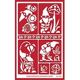 Over'N'Over Reusable Glass Etching Stencils &ndash; Durable Self-Stick Designs for Glass, Mirrors, and Ceramics with Armour Etch Cream &ndash; 5&rdquo; x 8&rdquo; Stencil Sheet - Gnomes 2