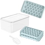 Round Ice Cube Tray with Lid Ice Ball Maker Mold for Freezer with Container Mini Circle Ice Cube Tray Making 66PCS Sphere Ice