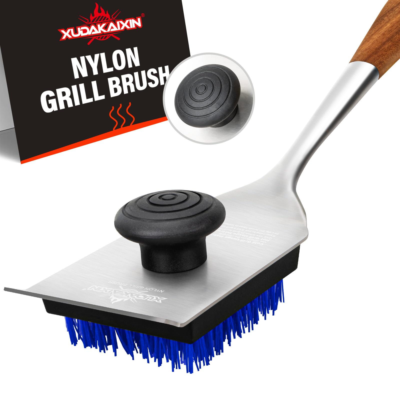 Photo 1 of XUDAKAIXIN Grill Brush and Scraper, Dual Grip Design,Extra Strong BBQ Cleaner Accessories,Safe Nylon Bristles Barbecue Triple Scrubbers Cleaning Brush for Cast Iron Grates/Porcelain/Charcoal Grill