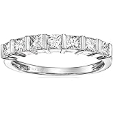 VIR JEWELS 1/2 cttw Princess Cut Diamond Wedding Band for Women in 14K White Gold Channel Set Ring, Size 4.5-9