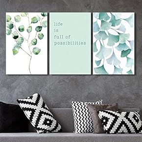 3 Panel Watercolor Style Leaves with Life if Full of Possibilities Quotes Gallery 16 x24 x 3 Panels